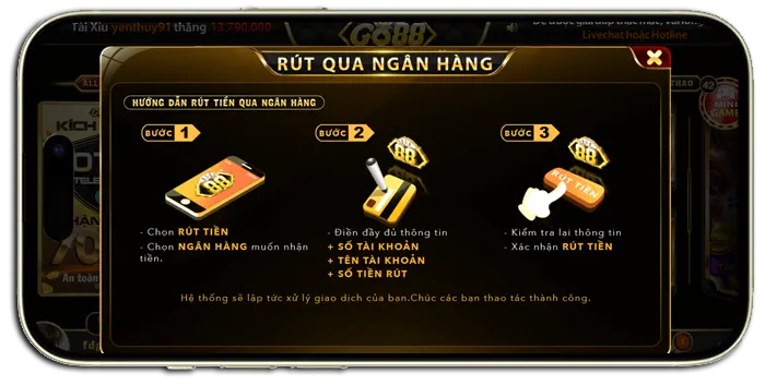 Hướng dẫn rút tiền Go88 về ngân hàng nhanh chóng