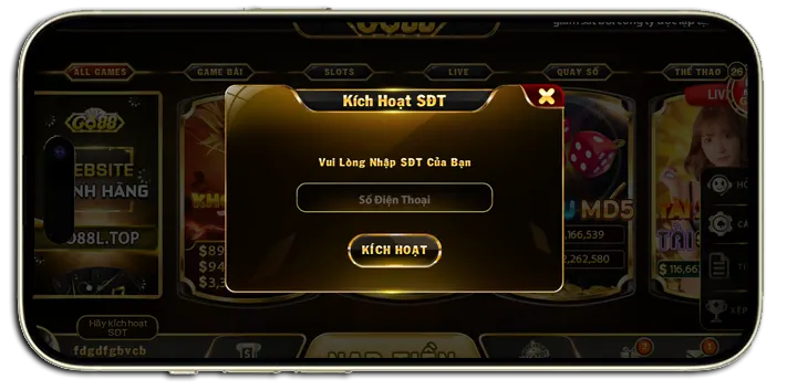 Kích hoạt số điện thoai để bảo mật thông tin tài khoản game Go88