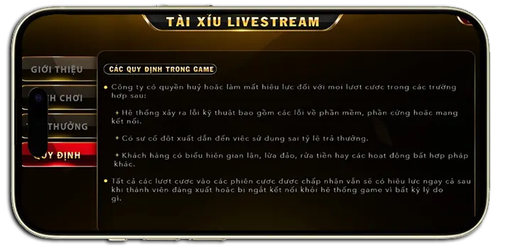 Quy định đặt cược tại Tài Xỉu Livestream go88