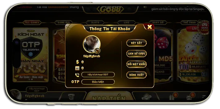 Thông tin tài khoản game Go88 có những thông tin gì